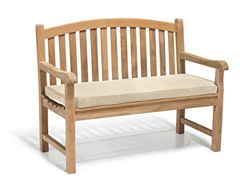 Image of Jati Gloucester Teak Curved Back FULLY ASSEMBLED Garden Bench 1.2m with Natural Cushion (4ft) Brand, Quality & Value
