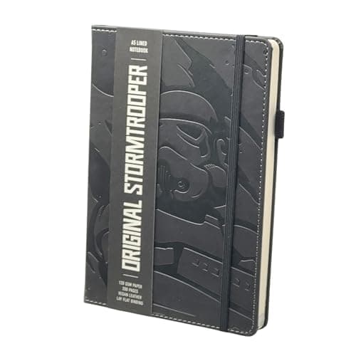Image of Original Stormtrooper A5 Lined Journal Notebook | Soft Vegan Leather, Debossed Stormtrooper Helmet Cover in Black, Lay-Flat Design, 120gsm thick paper and 200 pages, Gift for Fans & Collectors