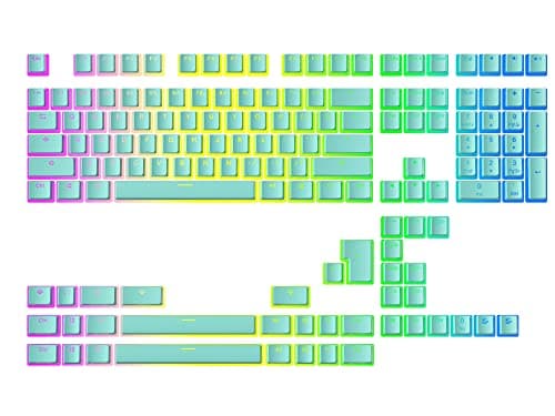 Image of Ranked Pudding v2 PBT Keycaps | 145 Double Shot Translucent ANSI US & ISO Layout | OEM Profile for Full Size, TKL, 75%, 65% and 60% RGB Mechanical Gaming Keyboard (Miami Blue)