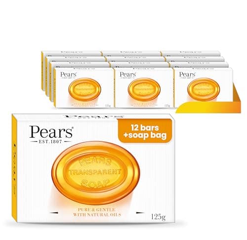 Image of Pears Natural Amber Soap Bars 125g 12 Pack + 1x Soap Bag