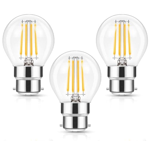 Image of Flaspar B22 Golf Ball LED Filament Bulb, Warm White 2700K, Bayonet Cap B22 LED Bulb 4W (40W Equivalent), G45 P45 Mini Globe Clear Bulbs, Not-dimmable, 3Pack