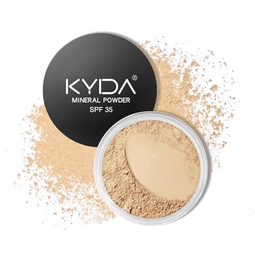 Image of KYDA Mineral Powder Foundation, SPF 35, Lightweight Loose Powder, Skin-improving Mineral Foundation, Buildable Coverage, Natural Glow Base Makeup, 0.28 oz, Fair Light