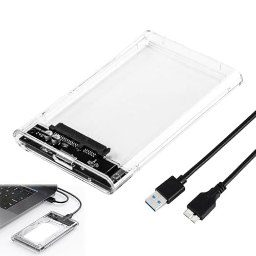 Image of 2.5 Inch Hard Drive Enclosure, USB 3.0 to SATA III Tool-Free Transparent External Hard Drive Enclosure with UASP Support,Clear External Hard Drive Case with LED Indicator for 7mm/9.5mm 2.5" HDD & SSD