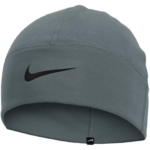 Image of Nike Therma-Fit Fleece Beanie Winter Hat Running Training Outdoor Beanie Warm, Smoke Grey/Black, One Size