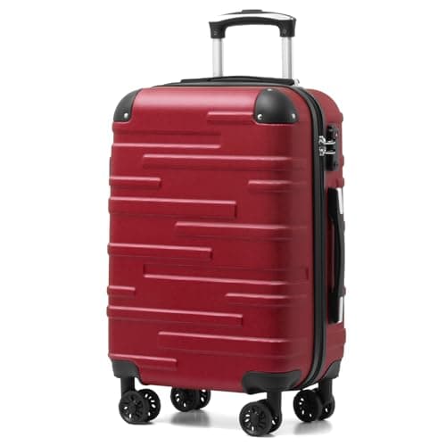 Image of COOLIFE Hard Shell Suitcase with TSA Lock and 4 Spinner Wheels Lightweight Durable (Spinel red, S(56cm 38L))