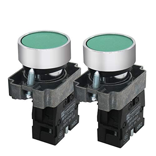 Image of mxuteuk 2pcs 1 NO 22mm Green Momentary Push Button Electric Switch 660V 10A SPST HB2-BA31-GG