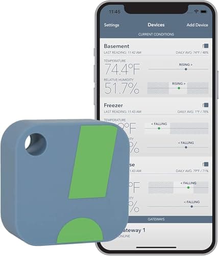 Image of SensorPush HT1 Smart Temperature Sensor & Humidity Sensor - Thermometer & Hygrometer w/App Monitoring - Indoor/Outdoor Temperature and Humidity Monitor w/Heat Index for RV, Fridge & More