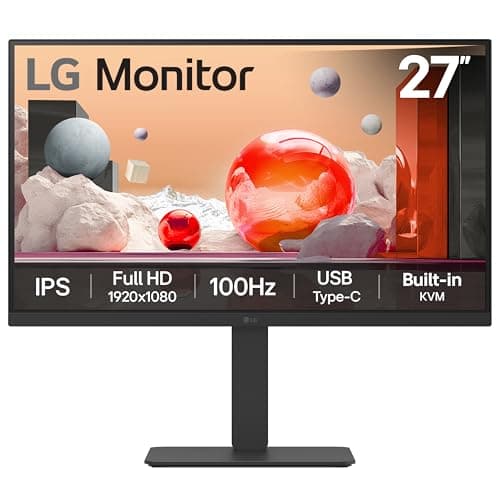 Image of LG Monitor 27BA650 - FHD 1080p IPS 27 inch, 100Hz, 5ms, Office Display, Built-in Power/KVM/Speakers, USB-C, USB Hub, D-Sub, HDMI, DisplayPort, Matte Black