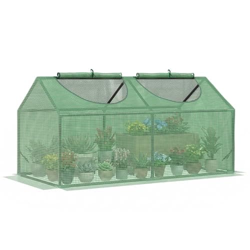 Image of Outsunny Mini Greenhouse, Small Plant Grow House for Outdoor with Durable PE Cover, Observation Windows, 120 x 60 x 60 cm, Green