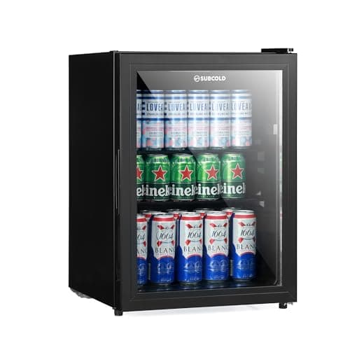 Image of Subcold Cave60 LED Glass Door Drinks Fridge for Wine & Beer | Mini Chiller | 54 Cans (Black)