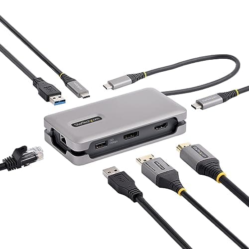 Image of StarTech.com USB-C Multiport Adapter, 4K 60Hz HDMI 2.0b, HDR, USB 3.2 Gen 2 10Gbps Hub (2xUSB-C, 1xUSB-A), 100W PD Pass-Through, Mini Travel Dock, 12"/30cm Cable, Laptop Docking Station (DKT31CH2CPD3)