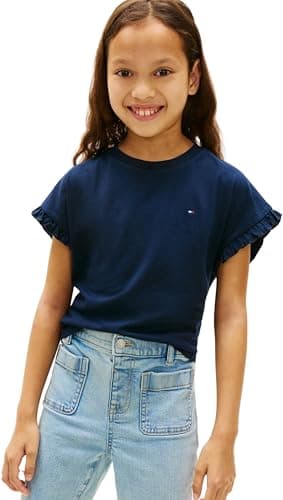 Image of Tommy Hilfiger Girl's Essential Top Ss KG0KG08970 Other Tops, Blue (Dark Night Navy), 16 Years