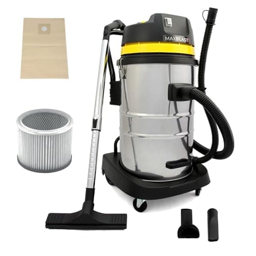 Image of Monster Shop Industrial Wet & Dry Vacuum Cleaner & Attachments, Powerful 1400W, 50 Litre, Stainless Steel With Attatchments Commercial Hoover