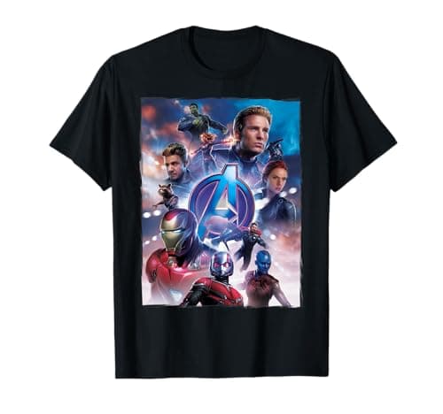 Image of Marvel Avengers Endgame Main Character Poster Graphic Tee T-Shirt