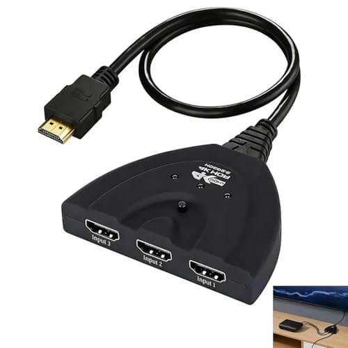Image of HDMI Switch 3 in 1 Out, 4K@60Hz 3 Port HDMI Switch, 3 Port HDMI Selector No External Power Required, Supports HDR 3D HDCP 2.2 1080P for PS5 Xbox Fire Stick Blu-ray Player Projector HDTV