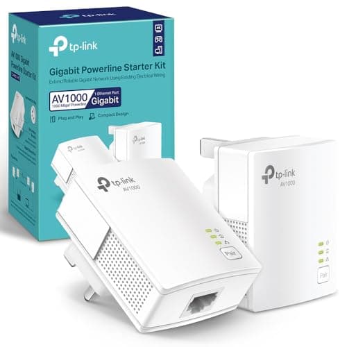 Image of TP-Link TL-PA7017KIT 1-Port Gigabit Powerline Starter Kit, Powerline Network Adapters Data Transfer Speed up to 1000 Mbps, Ideal for HD/3D/4K Video Streaming & Online Gaming, No Configuration Required