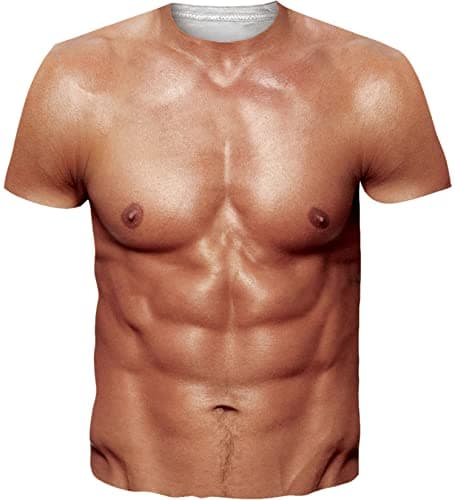 Image of Loveternal Funny T Shirt 3D Printed Cool Six-Pack Abs Pattern Short Sleeve Tee Shirt S