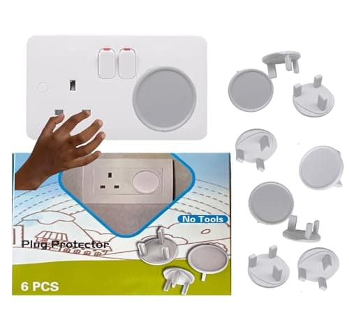 Image of S&D Plug Socket Covers UK Plastic Outlet Plug Covers for sockets UK Protector Baby Secutity Shock Prevention,Child Safe Child Proof, Easy Install, (Pack of 6)