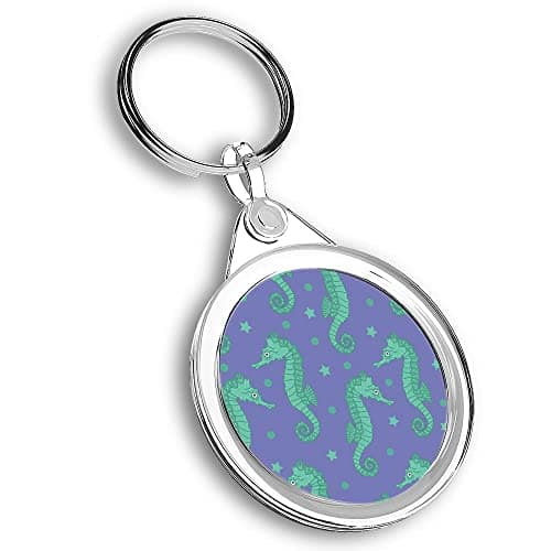 Image of Destination Vinyl Ltd 1 x Round Photo Keyring Green Seahorse Sealife Underwater Beach |Keychain|Keyring|Charm| #170596