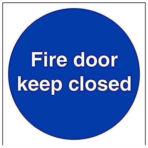 Image of V Safety Fire Door Keep Closed Sign - 200mm x 200mm - Self Adhesive Vinyl