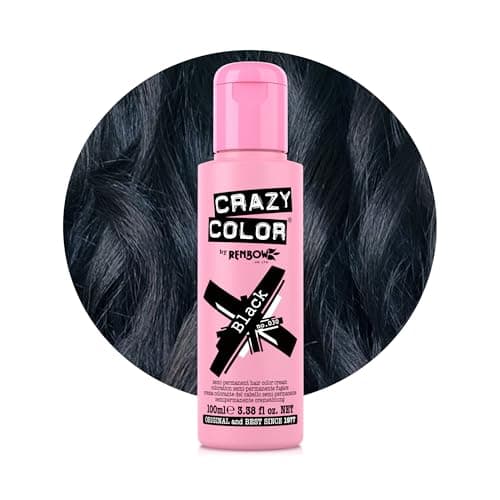 Image of Crazy Color Black Semi-Permanent Hair Dye. Highly Pigmented Blue Black Conditioning & Oil Nourishing Vegan Formula | No Bleach or Ammonia | 100ml