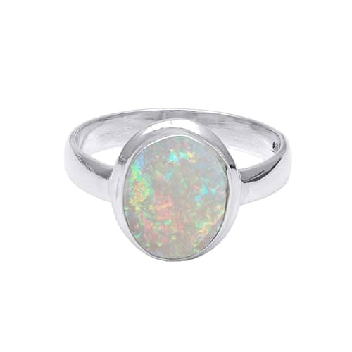 Image of NILOY Opal Gemstone 925 Sterling Silver Handmade Ring For Men And Women All UK Size Ring Boho Silver Ring Jewelry PGR-018AE_P