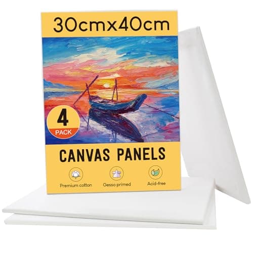 Image of STATIONERY ISLAND 30x40cm Canvas for Painting 4 Packs, A3 Art Canvas Board 100% Cotton, Acid Free, Blank Canvas Panels for Acrylic Painting & Oil Paint, Hobby Painters and Beginner(12“ X 16”)