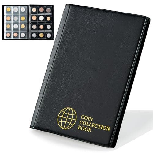 Image of Uncle Paul 120 Pockets Coin Collection Album - Fits Coins Under 25mm, 30x30mm/1.2x1.2 Inch Pocket Coin Holder Collecting Storage Book for Penny Euros CS0112BKPRO