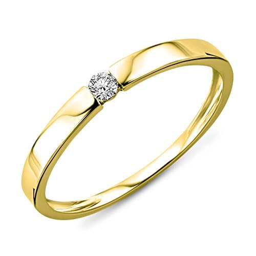 Image of MIORE diamond solitaire engagement ring in 9 kt 375/1000 yellow gold/white gold with 0.05 ct brilliant cut natural diamond (9ct Yellow Gold, O)