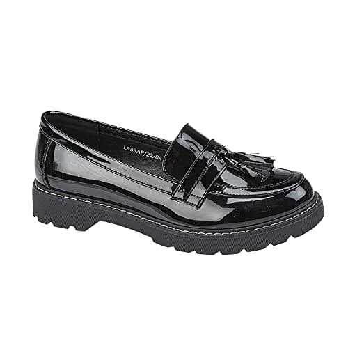 Image of Boulevard Slip-in Loafers - Round Toe Black 7 UK - PU Upper, Plain Design
