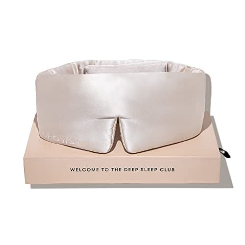 Image of DROWSY Silk Sleep Mask. Face-Hugging, Padded Silk Cocoon for Luxury Sleep in Total Darkness (Dusty Gold)
