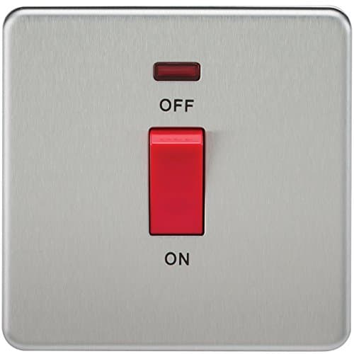 Image of Knightsbridge SF8331NBC Screwless 45 A 1-Gang DP Switch, Brushed Chrome with Neon