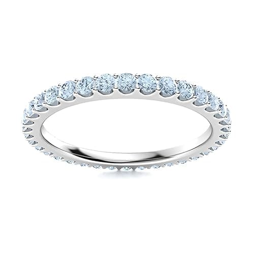 Image of Aquamarine Round 2.00mm Full Eternity Band Ring | Sterling Silver 925 With Rhodium Plated | Beautiful Full Eternity Band Ring For Woman's And Girls (M)