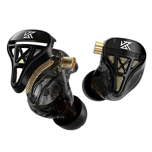 Image of Yinyoo KZ DQS HiFi In-Ear Headphones, Dynamic Driver Wired Earbuds, Semi-Open Earphone with Strong Bass, Light Weight In-Ear Monitors for Drummers, Musicians, Sports, Gaming (DQS Black, No mic)