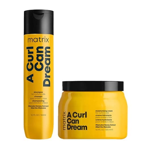 Image of Matrix Total Results, A Curl Can Dream Cleansing Shampoo 300 ml and Moisturising Cream 500 ml Duo, infused with Manuka Honey Extract, For Curly and Coily hair, Duo