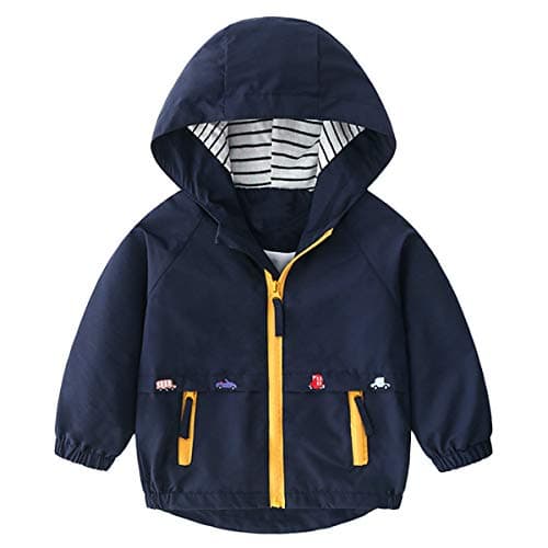 Image of famuka Baby Infant Boys Hooded Coat Windbreaker Jacket Clothes Toddler Outwear (as8, age, 18_months, Navy, 18 Months)
