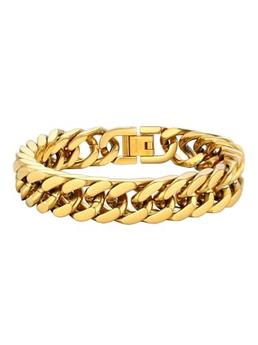 Image of PROSTEEL Bracelet for Men Chain Stainless Steel Cuban Curb Link Gold Plated Bracelets Chunky Heavy Jewellery for Boys Teen 12mm 19cm