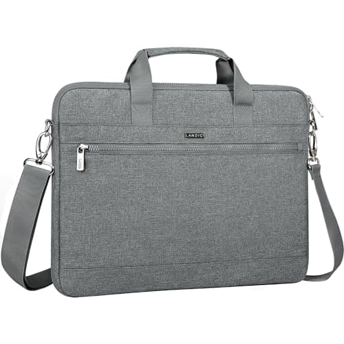 Image of LANDICI 360° Protective Laptop Bag 15.6 Inch with Shoulder Strap, Laptop Case Sleeve for MacBook Pro 16, 15.6-16” HP Lenovo Dell ASUS, Waterproof Computer Bag Slim Briefcase for Men Women-Grey