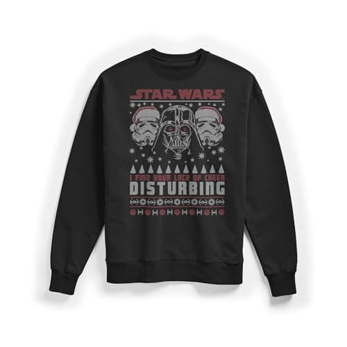 Image of Star Wars Men's Ugly Christmas Lack of Cheer Disturbing Sweatshirt - Black - Large, Black, L