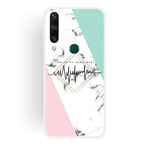 Image of HopMore compatible with Case Huawei Y6p 2020 Soft Protective Silicone Pretty Marble Design Slim Gel Shockproof Cover Bumper Funny Pattern for Girls Women Men - Heartbeat