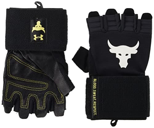 Image of Under Armour Mens Black/Gold Project Rock Weight Lifting Training Glove (Black, MD)
