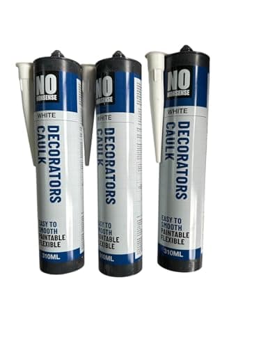 Image of 3X N0 NONSENSE Flexible Decorator's Caulk – High-Performance Acrylic Latex Sealant – Superior Adhesion & Flexibility – Ideal for Interior & Exterior Use – 310ml, White
