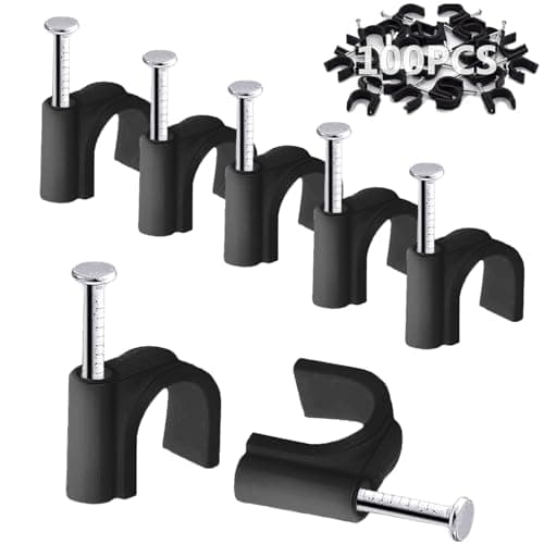 Image of 100PCS Round Cable Clips, 5MM Electrical Cable Wall Clip Nail Clips Management, Wire Tidy Clips Pins Cable Tacks for Ethernet, Electrical Wires