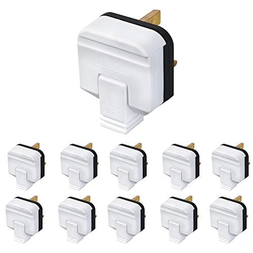 Image of 10x BG PERMAPLUG HDPT13W Heavy Duty Hard Rubber Composite 3 Pin 13A Fused Plug White