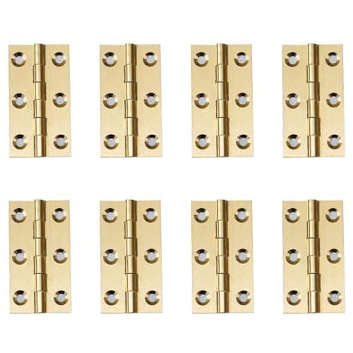 Image of Leliafleury 8Pcs Folding Door Hinges 50mm(2 inch) Brass Hinges for Window Cabinets Closet Drawer Boxes, Gold