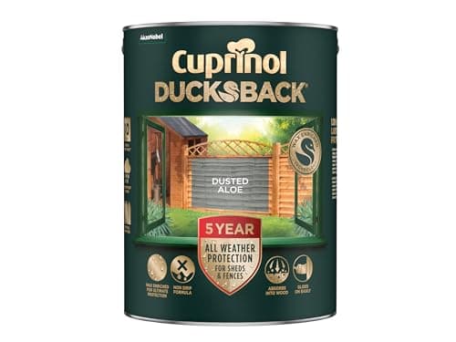 Image of Cuprinol Ducksback 5 Year Waterproof for Sheds & Fences Dusted Aloe 5 Litre