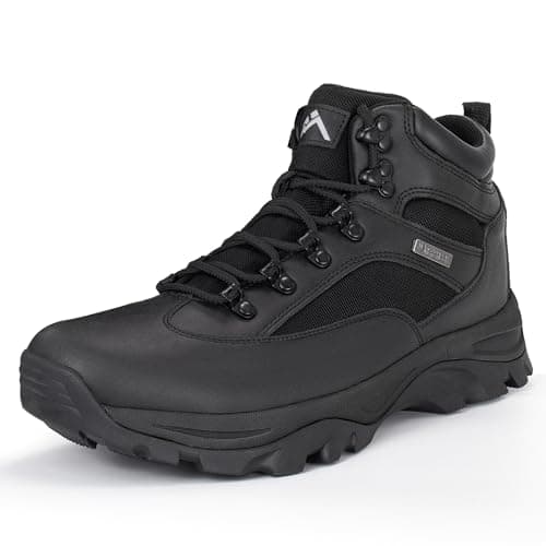 Image of CC-Los Men's Waterproof Hiking Boots Backpacking Walk Boot Lightweight & All Day Comfort Work Shoes All Black Size 7