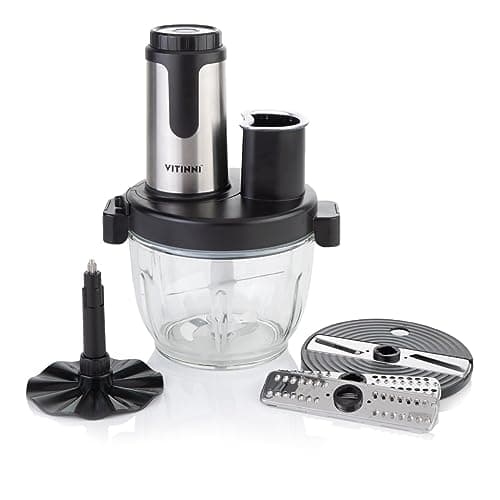 Image of Vitinni Food Processor, 2L Capacity, Glass Bowl, Food Chopper, Mini Chopper, Processor, Salad and Veg Cutter and Dicer