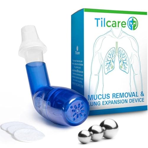 Image of Mucus Relief Cleanser & Lung Expansion Device by Tilcare - Breathing Exerciser for Better Fitness & Sleep - Perfect Treatment Aid for COPD, Asthma, Bronchitis & Cystic Fibrosis - OPEP Flutter Machine