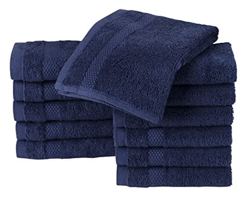 Image of La Maison 100% Egyptian Cotton 600GSM Superior Pack of 12 Face Cloth Flannel Washcloth Towel Set Super Soft Everyday Use (Navy)